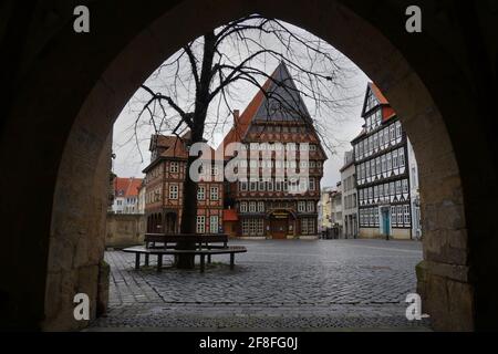 Hildesheim Marktplatz - Piazza del mercato Foto Stock