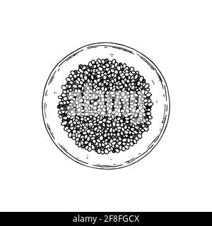 Ciotola per cereali disegnata a mano isolata su sfondo bianco. Illustrazione vettoriale nello stile di schizzo Illustrazione Vettoriale