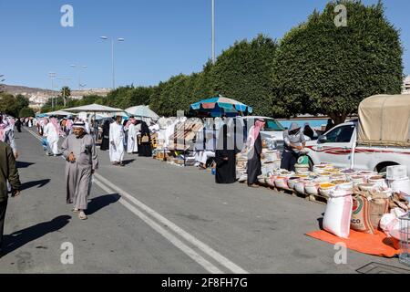 Abha, Arabia Saudita, 25 2020 febbraio: Giornata di mercato nella città di Abha, nel sud-est dell'Arabia Saudita Foto Stock