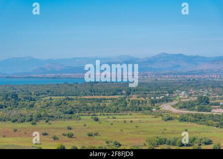 Lago Skadar visto dal castello di Rozafa in Albania Foto Stock