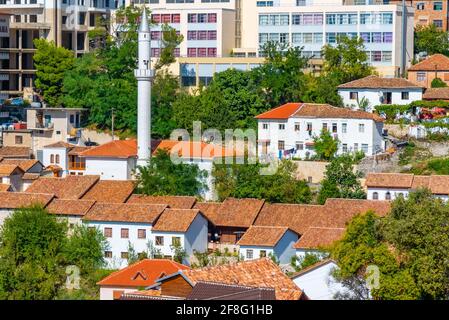 Veduta aerea della città vecchia di Kruja in Albania Foto Stock