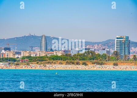 Vista sul mare di Barcellona in Spagna Foto Stock