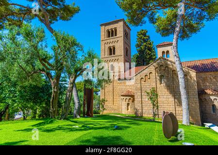 Monastero di Sant Miquel nel villaggio di Poble Espanyol a Barcellona, Spagna Foto Stock