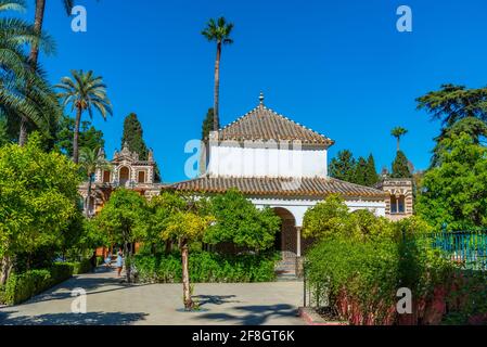 Padiglione di Carlo V ai giardini del Real Alcazar de Siviglia in Spagna Foto Stock