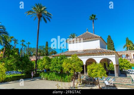 Padiglione di Carlo V ai giardini del Real Alcazar de Siviglia in Spagna Foto Stock