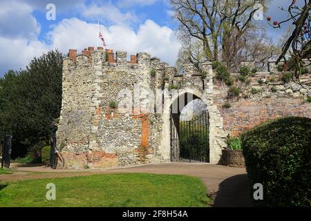 Le mura del castello di Hertford Foto Stock