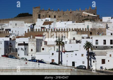 Spagna, Andalusia, Vejer de la frontera, villaggio bianco nella provincia di Cadice, vista sulla città vecchia e la fortezza Foto Stock