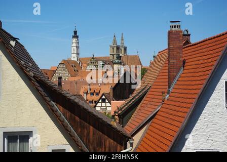 Punto panoramico sul tetto di questa vecchia città della strada romantica di Rothenburg ab Tauber, Baviera, Germania Foto Stock