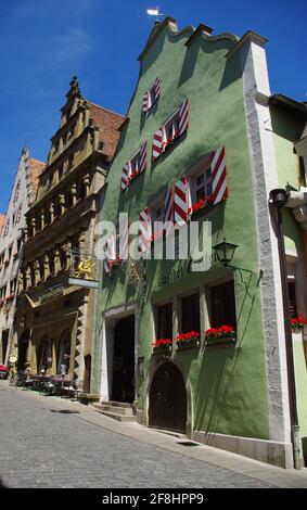 Case medievali nella vecchia città di Rothenburg ab Tauber, Baviera, Germania Foto Stock