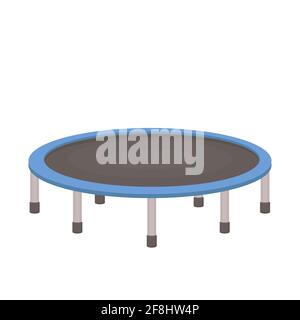 Trampolino in stile cartoon piano isolato su sfondo bianco. Attività per bambini e adulti per un divertente salto in forma all'aperto o al coperto. Illu. Vettore Illustrazione Vettoriale