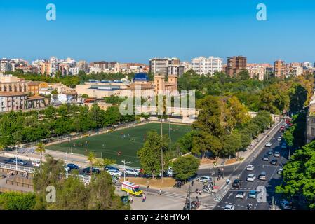 Veduta aerea del monastero reale della santa trinità a Valencia, Spagna Foto Stock