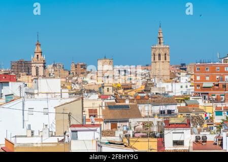 Centro di Valencia visto da Torres de Quart, Spagna Foto Stock