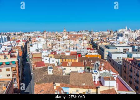 Centro di Valencia visto da Torres de Quart, Spagna Foto Stock