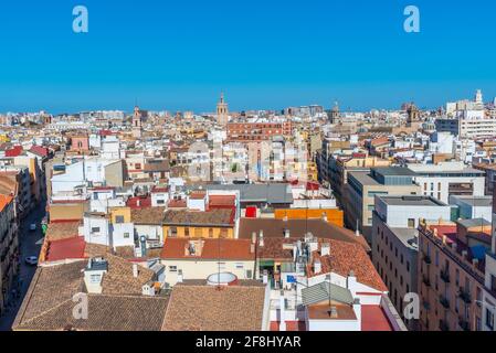 Centro di Valencia visto da Torres de Quart, Spagna Foto Stock