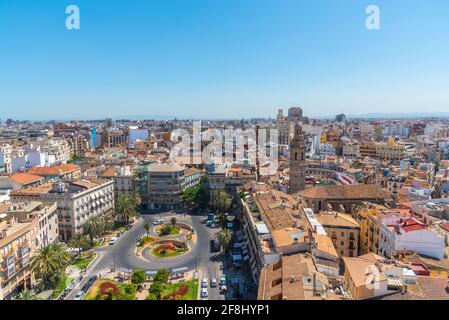 Vista aerea di Plaza de la Reina a Valencia, Spagna Foto Stock