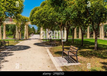 Arcade nei giardini jardins del turia a Valencia, Spagna Foto Stock