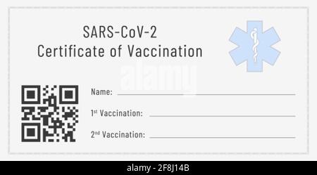 Certificato di vaccinazione contro SARS-COV-2. Modello vuoto di una scheda di tiri influenzali Illustrazione Vettoriale