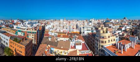 Centro di Valencia visto da Torres de Quart, Spagna Foto Stock