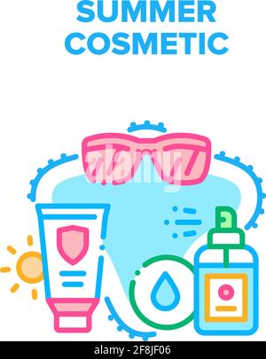 Summer Cosmetic Vector Concept Color Illustration Illustrazione Vettoriale