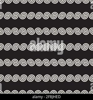 Modello geometrico antico senza giunture vettoriale. Antico greco decorativo sfondo design. Ornamento ripetitivo monocromatico astratto. Illustrazione Vettoriale