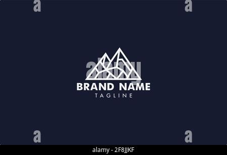 Modello vettoriale per il design del logo Bold Line Mountain adatto al turismo o marchio commerciale outdoor Illustrazione Vettoriale