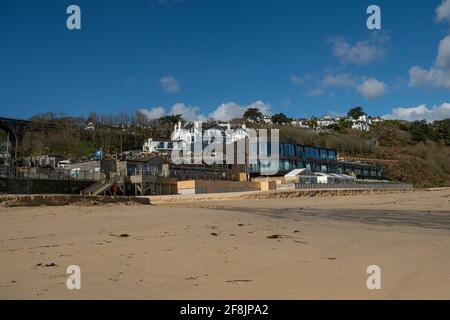 G7, St Ives Cornwall, Cornish Beach, G7 vertice dei leader mondiali nel mese di giugno, enorme disgregazione intorno all'aeroporto di Newquay e Falmouth Foto Stock