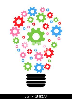 Impostazioni delle icone delle lampadine degli ingranaggi , per i siti Web delle applicazioni mobili, ecc. illustrazione vettoriale . Illustrazione Vettoriale