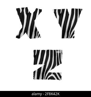 Rendering 3D dell'alfabeto zebra fur - lettere X-Z Foto Stock