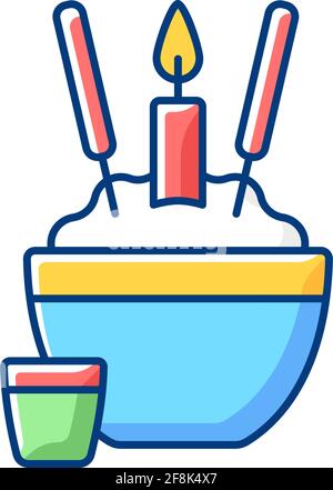 Icona di colore RGB della ciotola del riso Illustrazione Vettoriale