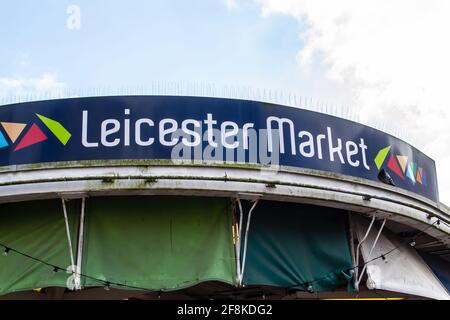 LEICESTER, INGHILTERRA - 3 aprile 2021: Simbolo del mercato di Leicester Foto Stock