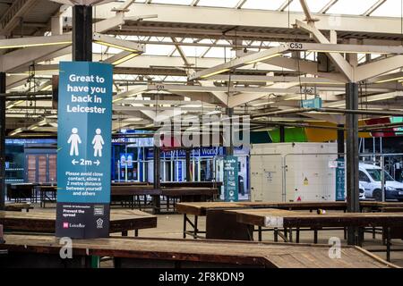LEICESTER, INGHILTERRA - 3 aprile 2021: Mercato Leicester iconico nel centro di Leicester Foto Stock