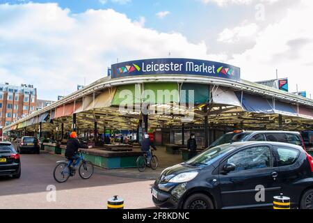 LEICESTER, INGHILTERRA - 3 aprile 2021: Mercato Leicester iconico nel centro di Leicester Foto Stock