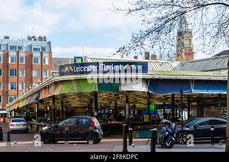 LEICESTER, INGHILTERRA - 3 aprile 2021: Mercato Leicester iconico nel centro di Leicester Foto Stock