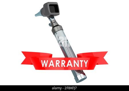 Otoscopio garanzia, concetto di assistenza. Rendering 3D isolato su sfondo bianco Foto Stock