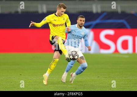 Dortmund, Germania. 14 aprile 2021. Firo: 14.04.2021, Fuvuball, UEFA Champions League, CL, CHL, stagione 2020/2021, quarti di finale, back game, BVB, Borussia Dortmund - Manchester City Marco Reus | Usage worldwide Credit: dpa/Alamy Live News Foto Stock