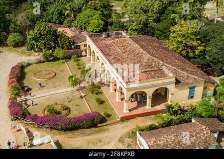 MANACA IZNAGA, CUBA - 9 FEBBRAIO 2016: Ex residenza coloniale nel villaggio di Manaca Iznaga vicino a Trinidad, Cuba Foto Stock