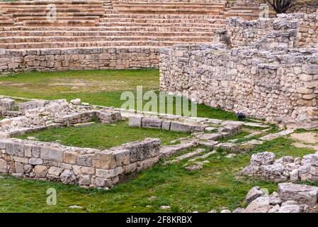 Chersonesos Taurico. Un anfiteatro in una città antica, o cosa ne rimane. Resti di una città antica. Foto Stock