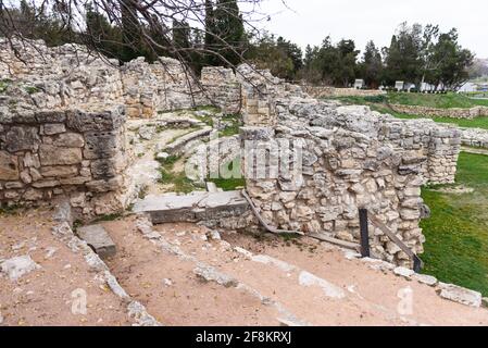 Chersonesos Taurico. Un anfiteatro in una città antica, o cosa ne rimane. Resti di una città antica. Foto Stock