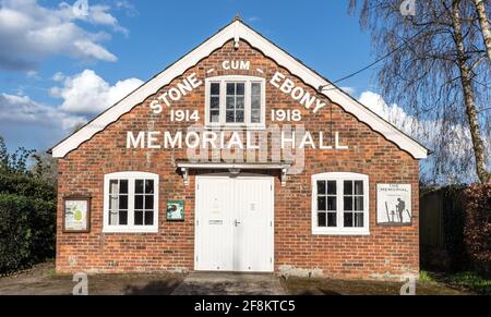 Great War Memorial Hall Stone a Oxney Susses UK Foto Stock