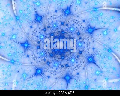 Fractal Fuochi d'artificio sfondo. Sfondo scintillante multicolore. Immagine generata dal computer. Movimento delle stelle magiche con tracce di particelle. grafica 3d Foto Stock