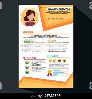 modello professionale resume graphic designer Illustrazione Vettoriale