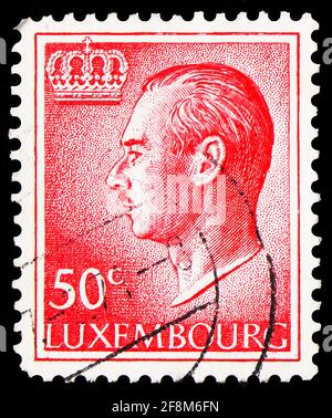 MOSCA, RUSSIA - 30 SETTEMBRE 2019: Francobollo stampato in Lussemburgo mostra il Granduca Jean (1965-1991), serie, circa 1965 Foto Stock
