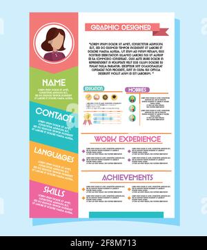 curriculum vitae modello grafico Illustrazione Vettoriale