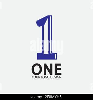 Modello di disegno icona vettoriale logo numero 1 Illustrazione Vettoriale