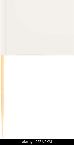 Toothpick bandiera in legno miniatura in cartoon stile piatto isolato su sfondo bianco, Toothpick bandiera rettangolo vuoto, icona. Per mini asta puntatrice messa Illustrazione Vettoriale