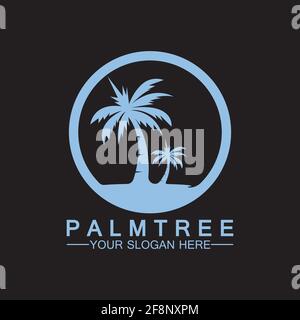 Palm tree estate modello logo illustrazione vettoriale Illustrazione Vettoriale