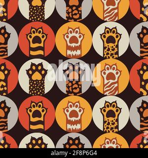 Senza cuciture motivo gatto felice background.cute cucciolo animale. Illustrazione Vettoriale