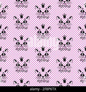 Senza cuciture motivo gatto felice background.cute cucciolo animale. Illustrazione Vettoriale