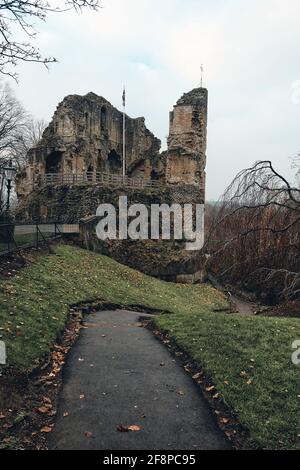 Il paesaggio intorno al castello di Knaresborough, Regno Unito Foto Stock