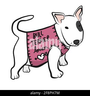 Bull Terrier cane amante cartoon vettore illustrazione Illustrazione Vettoriale